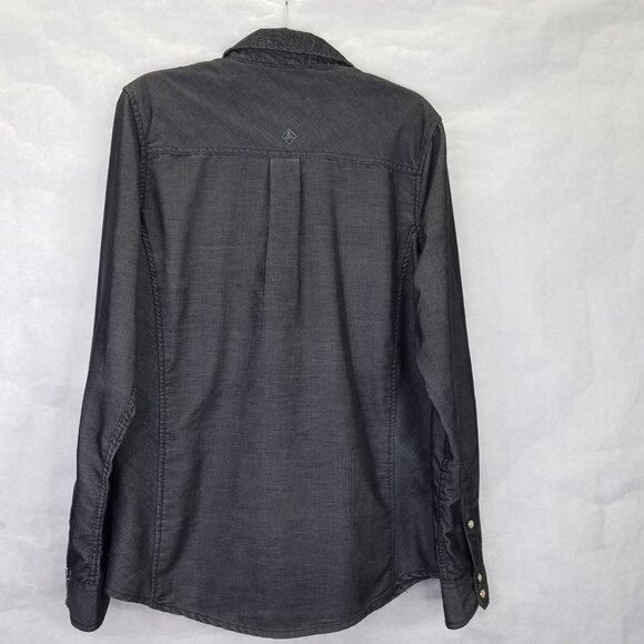 Prana Kellan Button Down Shirt Men’s M Cargo Slim Fit Grey Flip Cuff Pearl Snap - Picture 10 of 16